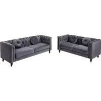 vente-unique 3-2 Garnitur Samt 5-Sitzer Silber