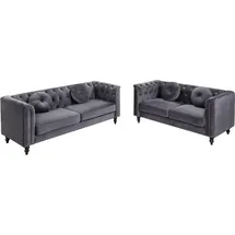 vente-unique 3-2 Garnitur Samt 5-Sitzer Silber