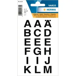 HERMA Buchstaben 20x20 mm, 36 Etiketten, Aufdruck: A-Z, Folie, schwarz