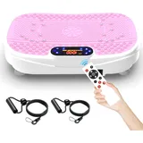 SAVEYOUR Vibrationsplatte für Zuhause - Rüttelplatte mit 120 Stufen & 5 Modi, mit Widerstandsbändern & Fernbedienung, für Fettverbrennung Muskelaufbau Figurformung ideal für Zuhause Home Gym(Rosa)