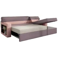 JVmoebel Ecksofa Schlafsofa Sofa Couch Polster Wohnzimmer Couch Schlaffunktion Sofa, Made in Europa lila|rosa