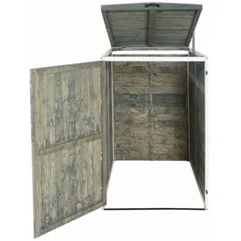 Mendler Mülltonnenbox HWC-H74 126 x 80 x 98 cm grau-weiß