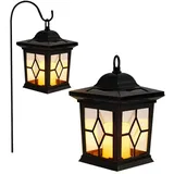 GLOBO LIGHTING LED Solarleuchte, LED Solar Garten Laterne Steck Leuchte Feuer Flacker Effekt Außen Deko schwarz