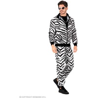 Widmann - Kostüm Trainingsanzug, Tiermuster Zebra, Animal Print, 80er Jahre Outfit, Jogginganzug, Bad Taste Outfit, Faschingskostüme