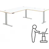 Innostyle Höhenverstellbarer Eckschreibtisch MEMPHIS Weiß 185 x 177 cm - Weiß