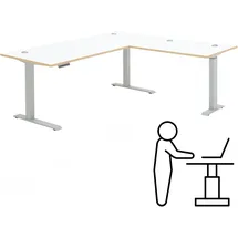 Innostyle Höhenverstellbarer Eckschreibtisch MEMPHIS Weiß 185 x 177 cm - Weiß