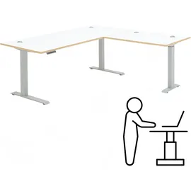 Innostyle Höhenverstellbarer Eckschreibtisch MEMPHIS Weiß 185 x 177 cm - Weiß