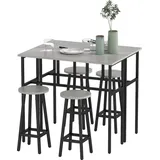 Homcom 2 Bartisch mit 4 Stühlen im Industrial Design Grau