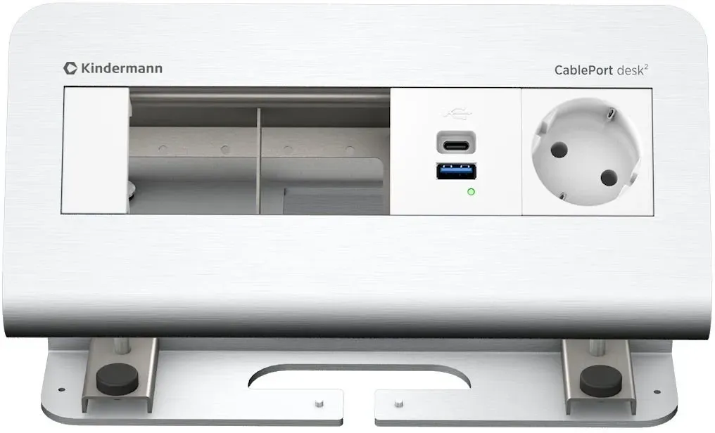 Kindermann CablePort desk¬≤ 4-fach - 1x Schuko + USB-A/C-Charger (QC3.0 + PD3.0) ...