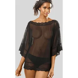 Netzshirt PETITE FLEUR GOLD, Damen, Gr. 48/50, schwarz, Netz, Obermaterial: 90% Polyamid, 10% Elasthan, sexy, ausgestellt, Carmenausschnitt, 3/4-Ärmel Fledermausärmel, Shirts, leicht transparent aus feinem Netzmaterial, sexy Dessous, Reizwäsche