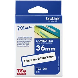 Brother TZe-261 36mm weiß auf schwarz