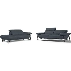 Egoitaliano Polstergarnitur »Anais, Design mit hohem Sitzkomfort für mehr Bequemlichkeit«, Set: bestehend aus Sofa und Ottomane, inkl. Kopfteilverstellung Egoitaliano dunkelgrau