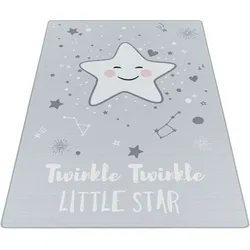 Kinderteppich AYYILDIZ TEPPICHE "PLAY 2901", grau, B:140cm H:6mm L:200cm, Polyamid, Teppiche, robuster Kurflor, Stern Motiv, Kinderzimmer