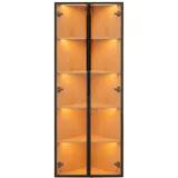 OKWISH Eckvitrine 62x35x160 cm aus Eiche mit LED-Beleuchtung, Staubgeschützt, Geräuschlos, Für Deko und Modelle