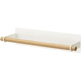 Yamazaki 2567 Tosca Magnetic Paper Towel Holder, White, Steel/Wood, 32 x 8.5 x 6 cm