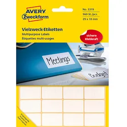 960 AVERY Zweckform Etiketten weiß 29,0 x 18,0 mm