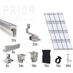 Prior PV Schrägdach-Montageset 4x4 Solarmodule