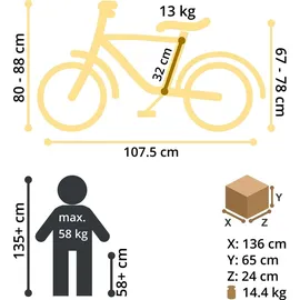 Bikestar Cruiser 24 Zoll RH 135 cm pink/rosa