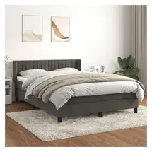 vidaXL Boxspringbett mit Matratze Dunkelgrau 140x200 cm Samt