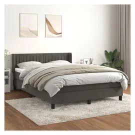 vidaXL Boxspringbett mit Matratze Dunkelgrau 140x200 cm Samt