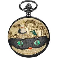 Tiong Damen-Taschenuhr, Quarz, arabische/römische Ziffern, Zifferblatt, Taschenuhren mit Halskettenanhänger für Damen und Mädchen, 43 - Schwarz, Retro