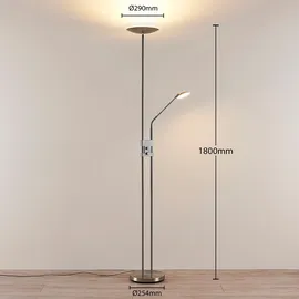 LINDBY LED Stehlampe Jonne mit Lesearm, Standleuchte Metall Standlampe Wohnzimmerlampe, Leselampe,