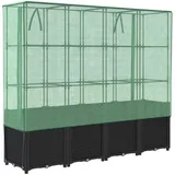 vidaXL Hochbeet mit Gewächshaus-Aufsatz Rattan-Optik Schwarz 160 x 153 x 40 cm