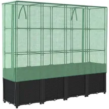 vidaXL Hochbeet mit Gewächshaus-Aufsatz Rattan-Optik Schwarz 160 x 153 x 40 cm