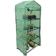 MonsterShop Mini-Gewächshaus / Foliengewächshaus mit 4 Regale und Polyethylen-Abdeckung
