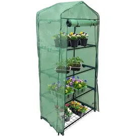 MonsterShop Mini-Gewächshaus / Foliengewächshaus mit 4 Regale und Polyethylen-Abdeckung