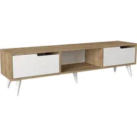[en.casa] En.Casa, TV Möbel, Fernsehschrank Kullila 160x35x40 cm Eicheoptik/Weiss