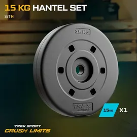 trex sport Hantelscheibe 15 kg Kunststoff Hantelscheibe schwarz