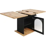 okwish Esstisch Ausziehbar mit Drei Ablageebenen für Küche und Wohnzimmer Natur/Schwarz