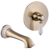 PaulGurkes - 2-Loch Waschtischarmatur Bronze Messing Antik Retro