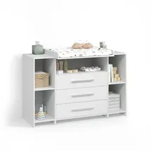 livinity® Wickelkommode Torino, Weiß, XL mit Schubladen