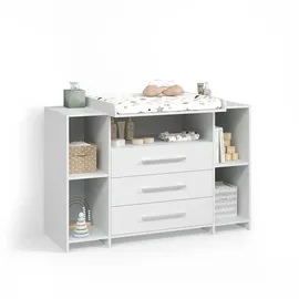 livinity® Wickelkommode Torino, Weiß, XL mit Schubladen