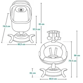 lionelo - Babywippe mit Melodie 2-in-1 BELLA Grey Concrete + Fernbedienung - Weiß/Grau