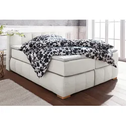 Boxspringbett "Chelles", beige (natur), B:167cm L:225cm, Samtoptik (100% Polyester), Bezug der Spiegelfläche Matratzendrell aus 100% Polyester, Struktur fein 100% Polyester), GUIDO MARIA KRETSCHMER HOME & LIVING, Komplettbetten, Boxspringbett, inkl. Kaltschaumtopper, in 5 Breiten und 3 Matratzenarten