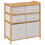 5Five Bambusregal TIDY mit 6 Textilkörben, Höhe 78,5 cm