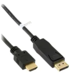 InLine DisplayPort zu HDMI Konverter Kabel schwarz 2m Adapterkabel 2 m