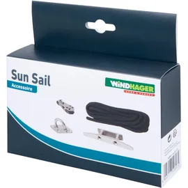 WINDHAGER Seilzugset für Sonnensegel, Zubehörset für Sonnenschutz, Komplettset, Montageset