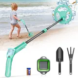 Metalldetektor Kinder, Kooeuru Kinder Metalldetektor mit Verstellbarem Schaft 66-83cm LCD-Display wasserdichte Suchspule, Metalldetektor für Kinder mit Schaufel Rechen Sieb zur Metallsuche