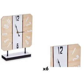 Gift Decor Uhr Tischuhr Weiß Metall Holz MDF 22 x 28 x 7 cm 6 Stück Wohnzimmer weiß