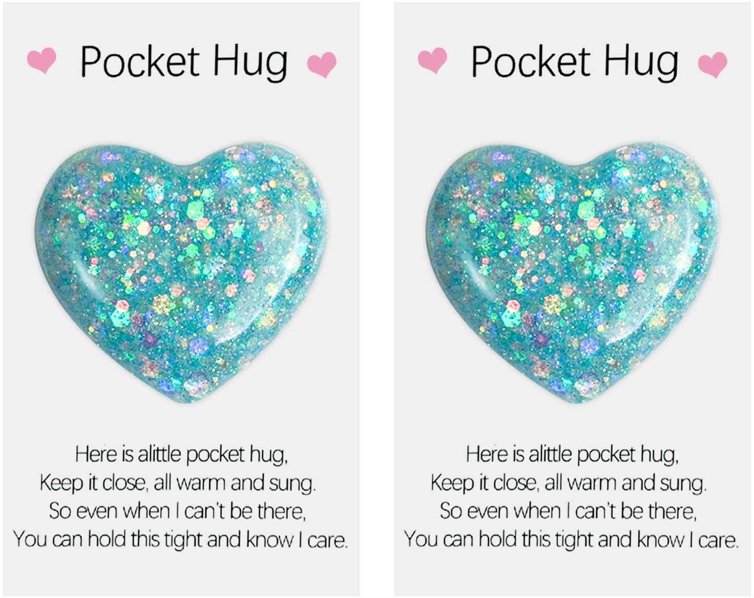 SKHAOVS 2 Pack Pocket Hug Heart Mini Cute Pocket Heart Hug Decoration Thinking of You Gifts, Pocket Hug Token with Pocket Hug Card, Gift for Birthday Wedding Mothers Day Valentines (2 Pack)