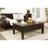 Großer Kolonialstil Couchtisch MEXICO, Massivholz-Möbel aus Mexiko, schwarz-braun lackiert