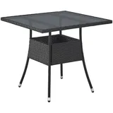 Juskys Yoro Polyrattan Gartentisch quadratisch 80 x 80 cm Schwarz