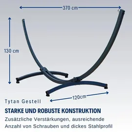 Potenza Outdoor Hängematte mit Gestell für 2 Personen I Atlanta Stabhängematte XXL 210x140 cm 200kg I Tyatn Hängemattengestell 350kg Wetterfest