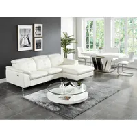 Relaxsofa Ecksofa Leder - Ecke Rechts - Elfenbein - LISMORE