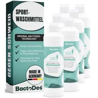 BactoDes - bWash Sportwaschmittel 6x 1L flüssig für Sportbekleidung gegen Schweiß - Probiotisches Flüssigwaschmittel mit Frischeduft - Sportwaschmittel ideal für Outdoor-, Sport- & Funktionskleidung