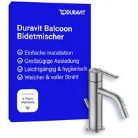 Duravit Balcoon Bidetarmatur BA2400001070 Ausladung 119mm, mit Zugstange Ablaufgarnitur,